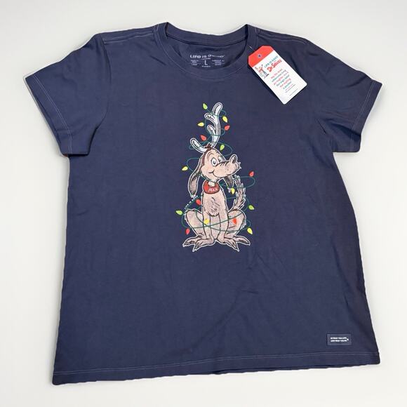 Life Is Good x Dr. Seuss Max Reindeer Christmas Lights Women’s L T-Shirt NWT - Picture 1 of 6